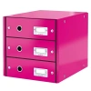Leitz 6048 Üç Çekmeceli Evrak Rafı Wow Metalik Pembe