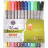 Masis Brushpen Çift Uçlu Fırça Uç + Fineliner Kalem Seti 12 Renk