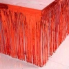 Metalik Kırmızı Püsküllü Masa Eteği 70*300 cm