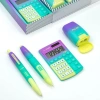 Milan Hediyelik Hesap Makinesi Tükenmez Ve Kurşun Kalem Kalemtraş Set Sarı Yeşil