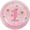 One Little Star Pembe 1 Yaş 8 Li Pasta Tabağı