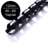 Sarff 12mm Siyah Plastik Spiral 40-60 Yaprak Kapasiteli (100 Lü Kutu)
