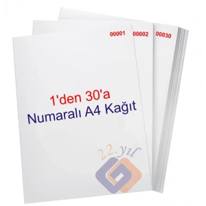 1 den 30 a Numaralı A4 Fotokopi Kağıdı