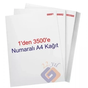 1 den 3500 e Numaralı A4 Fotokopi Kağıdı