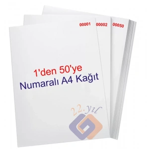1 Den 50 Ye Numaralı A4 Fotokopi Kağıdı