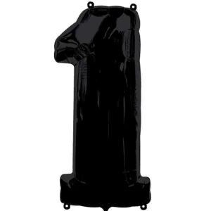 1 Rakamı Siyah Renk Folyo Balon 100 Cm