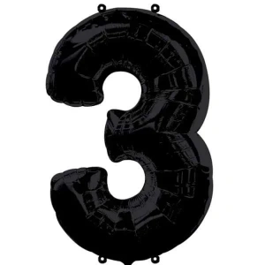 3 Rakamı Siyah Renk Folyo Balon 100 Cm