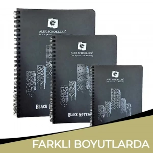 Alex Schoeller Black Notebook Siyah Defter Spiralli 120g 60 Yaprak