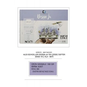 Alex Schoeller Design Ja Eskiz Defteri 180gr 25x35cm 15 Yaprak ALX 0670