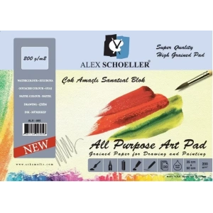 Alex Schoeller Resim Bloğu 35x50 cm (9 Adet Renkli Fon Kartonu + 11 Adet Beyaz Resim Kağıdı 200 gr)