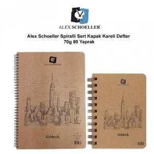 Alex Schoeller Spiralli Sert Kapak Kareli Defter 70g 80 Yaprak