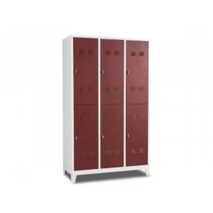 Altı Kapılı Soyunma Dolabı Kahverenk Gri (yarım Boy Kapılı)