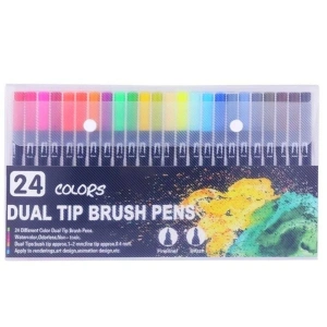 Art Elegant Çift Taraflı Fırça Uçlu Kalem 24 Renk
