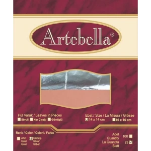 Artebella Metal İmitasyon Yaprak Varak Gümüş 14x14cm 25 Yaprak