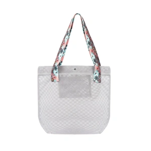BBack File Kadın Plaj Çantası / Günlük El Ve Omuz Çantası 44x37 cm. GRİ (Desenli Saplı)