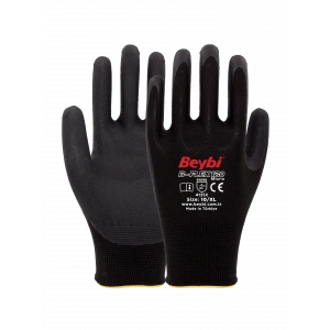 Beybi B-Flex120 Micro Köpük Kaplı Eldiven Koyu Gri-Siyah No 09