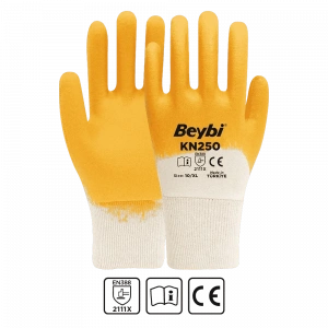 Beybi KN250 Pamuk Nitril Eldiven Sarı No 10