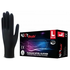 Beybi Njoy Siyah Nitril Medikal Muayene Eldiveni ( L ) 100 Adet