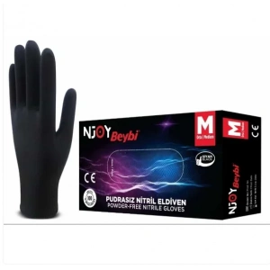 Beybi Njoy Siyah Nitril Medikal Muayene Eldiveni ( M ) 20 Paket