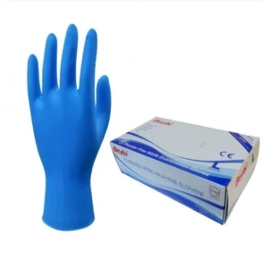 Beybi Pudrasız Mavi Nitril Medikal Muayene Eldiveni ( L ) 100 Adet
