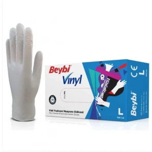 Beybi Vinil Şeffaf Muayene Eldiveni Pudrasız ( L ) 20 Kutu