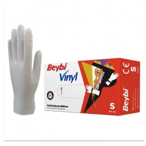 Beybi Vinil Şeffaf Muayene Eldiveni Pudrasız ( S ) 1 Kutu