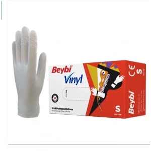 Beybi Vinil Şeffaf Muayene Eldiveni Pudrasız ( S ) 20 Kutu