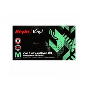 Beybi Vinil Siyah Muayene Eldiveni Pudrasız ( M )