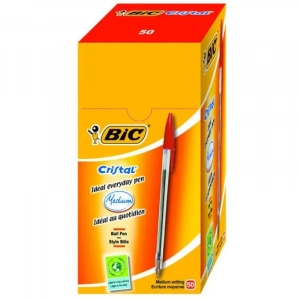 Bic Cristal Medium Kırmızı Tükenmez Kalem (50 li Kutu)