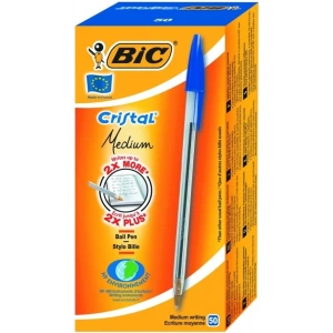 Bic Cristal Medium Mavi Tükenmez Kalem (50 li Kutu)