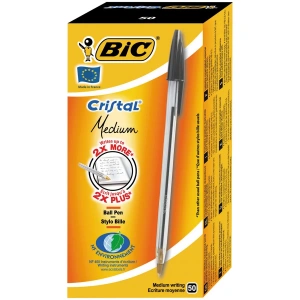 Bic Cristal Medium Siyah Tükenmez Kalem (50 li Kutu)