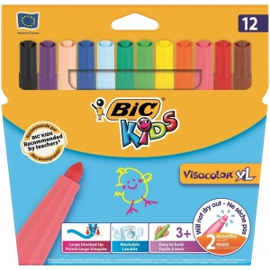 Bic Kids Visacolor XL Jumbo Yıkanabilir Keçeli Boya Kalemi 12 Renk 829007