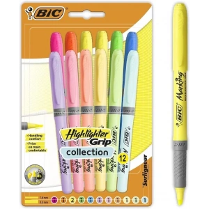Bic Marking Highlighter Grip İşaretleme Kalemi Seti 12 Renk Pastel ve Neon