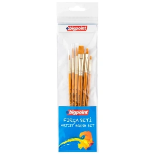 Bigpoint 986 Serisi Sentetik Kıl Yuvarlak Ve Kesik Uçlu Fırça Seti 6lı Blister