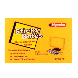 Bigpoint Yapışkanlı Not Kağıdı 75x50mm Neon Turuncu