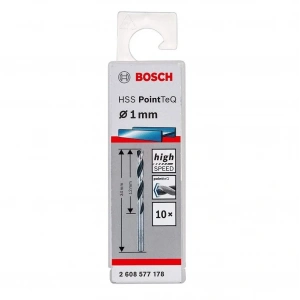 Bosch Metal Matkap Ucu HSS PointTeQ (DIN 338) 1,0 mm (10 Adet) - 2608577178