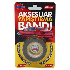 Boss Tape 3920 Çift Oto Aksesuar Yapıştırma Bandı 19mmx1.5m Gri