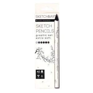 Bruno Visconti Sketch&art Profesyonel Kuru Boya Kalemi Kalın Gövde 4mm Gafik 6 Renk No:30-0118/05