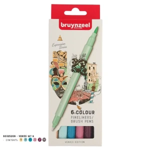 Bruynzeel Çift Taraflı Fırça Uçlu Kalem Seti 6lı - Venice