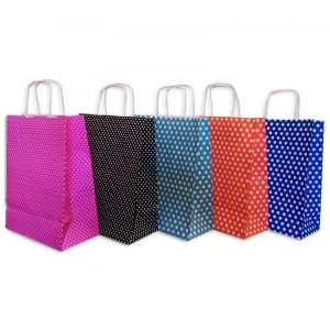 Büküm Saplı Kağıt Çanta Puantiyeli 32x40x12 cm ( 100 Adet )