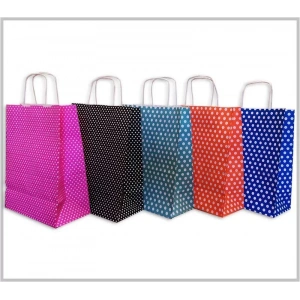 Büküm Saplı Kağıt Çanta (puantiyeli) (en:25,boy:31,dip:12 Cm) 25 Adet