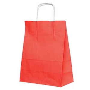 Burgu Saplı Kırmızı Kağıt Çanta 25x12x31 Cm - 25 Adet