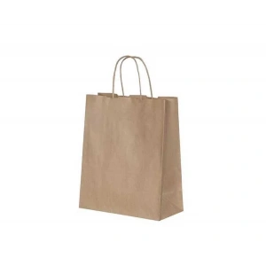 Burgu Saplı Kraft Kağıt Çanta 26x14x29 cm - 25 Adet