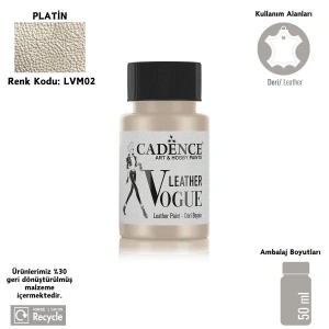Cadence Leather Vogue Deri Boyasi Metalik 50ml LVM-02 Platin