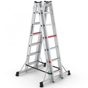 Çağsan A Tipi Çift Taraflı Sürgülü Alüminyum Merdiven 2x6 Basamaklı - TA002