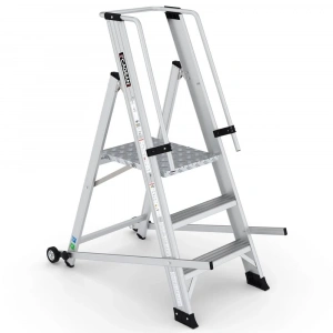 Çağsan Tekerlekli Profesyonel Alüminyum Katlanır Platformlu Merdiven 2+1 Basamaklı - VE2