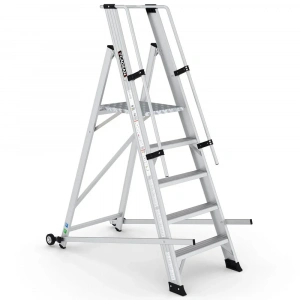Çağsan Tekerlekli Profesyonel Alüminyum Katlanır Platformlu Merdiven 4+1 Basamaklı - VE4