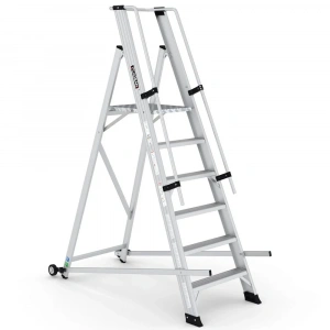 Çağsan Tekerlekli Profesyonel Alüminyum Katlanır Platformlu Merdiven 5+1 Basamaklı - VE5