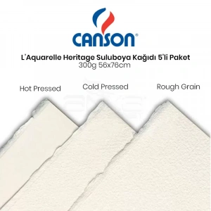 Canson LAquarelle Heritage Sulu Boya Kağıdı 5li Paket 300g 56x76