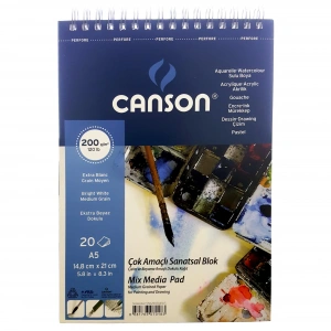 Canson Mix Media Pad Çok Amaçlı Resim Defteri A5 200gr 20yp Spiralli